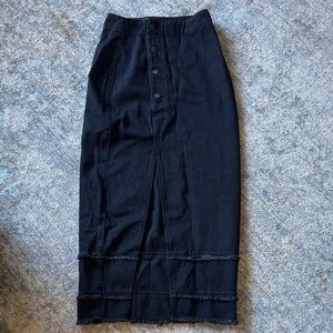 Denim Black Button-Front Skirt